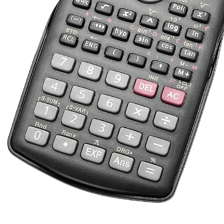 Scientific Calculator 240 Functions 2-Line LCD Display Portable Student Math Tool Black