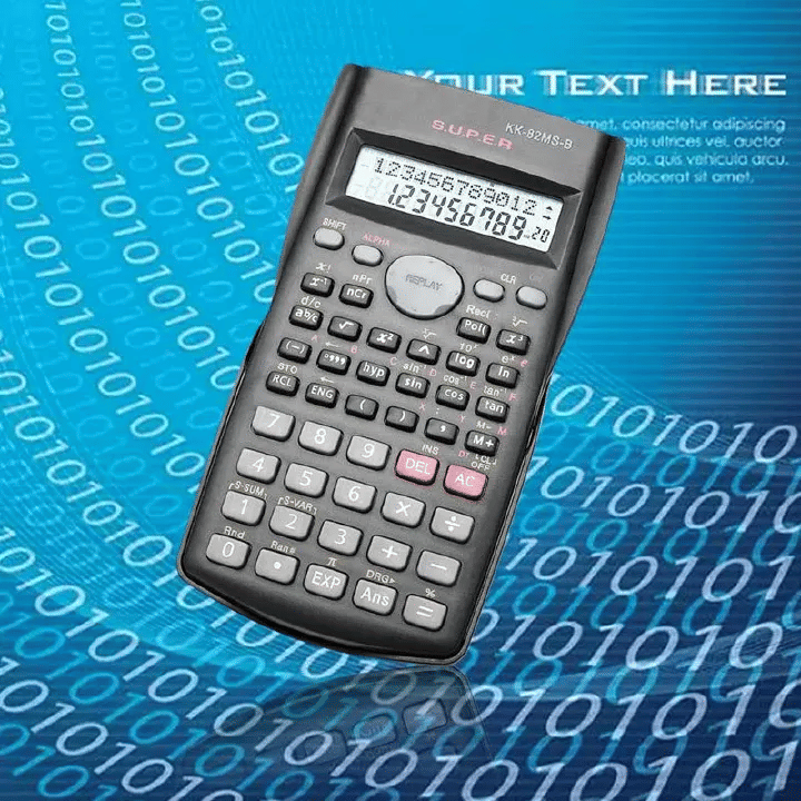 Scientific Calculator 240 Functions 2-Line LCD Display Portable Student Math Tool Black