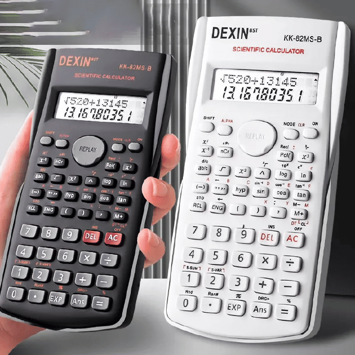 Scientific Calculator 240 Functions 2-Line LCD Display Portable Student Math Tool Black