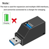 High-Speed USB 3.0 Hub Adapter Mini 3-Port Splitter for PC Laptop