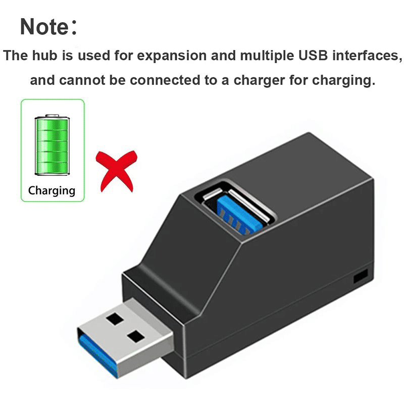 High-Speed USB 3.0 Hub Adapter Mini 3-Port Splitter for PC Laptop