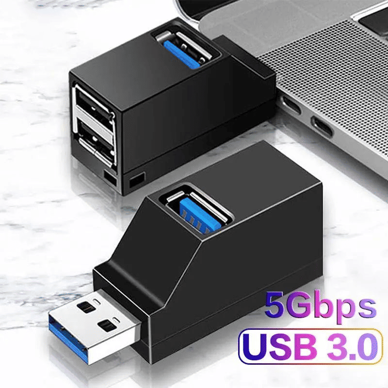 High-Speed USB 3.0 Hub Adapter Mini 3-Port Splitter for PC Laptop