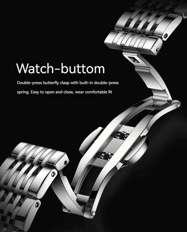 Luxury Men's Stainless Steel Dual Calendar Quartz Business Watch