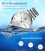 Luxury Men's Stainless Steel Dual Calendar Quartz Business Watch