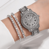 Generic Women's Diamond Fashion Wristwatch 6-Piece Jewelry Set