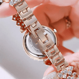 Women's 6-Piece Luxury Rhinestone Watch & Jewelry Set - Rose Gold