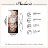 Women's 6-Piece Luxury Rhinestone Watch & Jewelry Set - Rose Gold