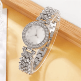 Women's 6-Piece Luxury Rhinestone Watch & Jewelry Set - Rose Gold