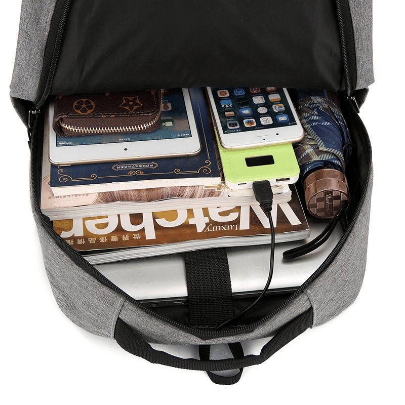 3-Piece Men's Anti-Theft USB Laptop Backpack Set, School Bookbag & Travel Bag
