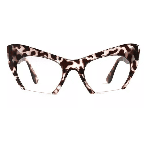Women's Retro Cat Eye Rimless Anti Blue Light Glasses Razor Cut Off Optical Frame