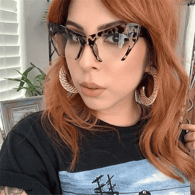 Women's Retro Cat Eye Rimless Anti Blue Light Glasses Razor Cut Off Optical Frame