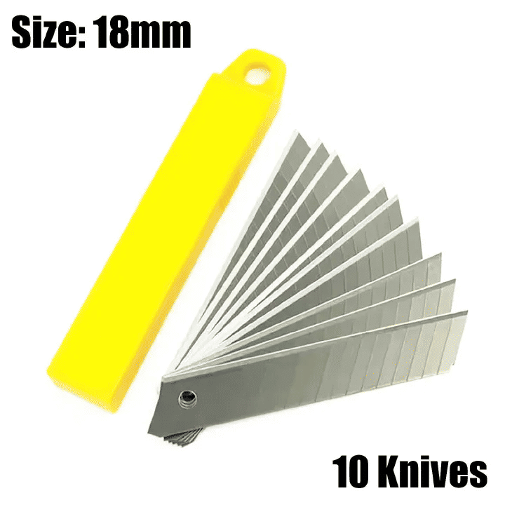10-Pack 18mm Snap-Off Utility Knife Replacement Blades Alloy Steel with Plastic Case