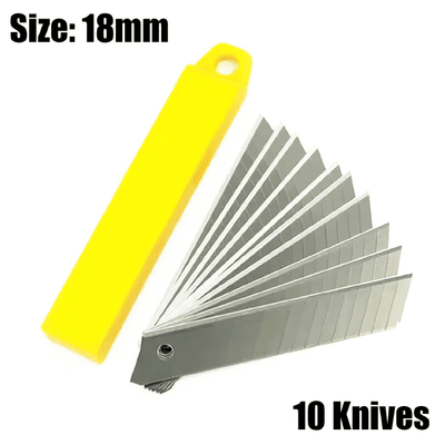 10-Pack 18mm Snap-Off Utility Knife Replacement Blades Alloy Steel with Plastic Case