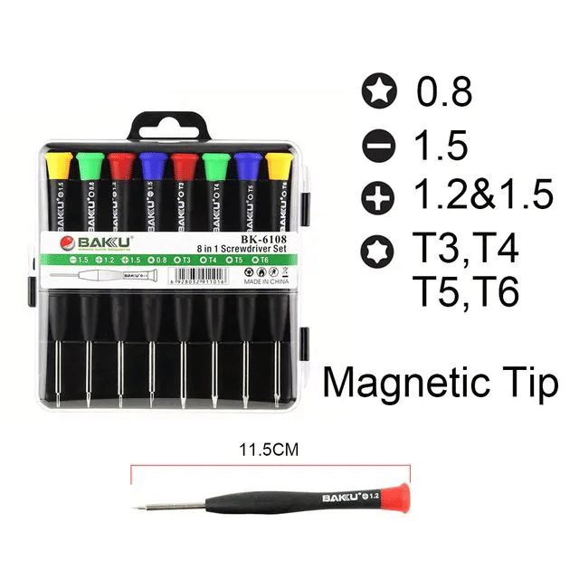8 in 1 Precision Screwdriver Set Magnetic Tips Chrome-Molybdenum Steel Repair Kit