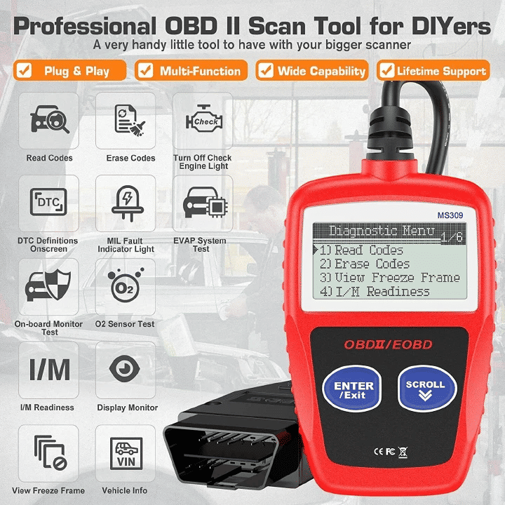 MS309 Car Fault Code Reader OBD2 Scanner Diagnostic Scan Tool Check Engine Read Erase Clear