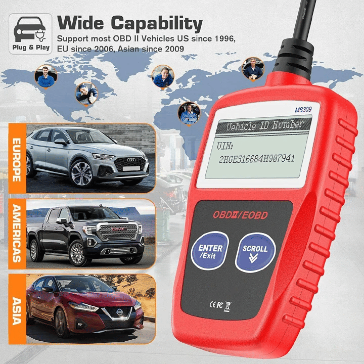 MS309 Car Fault Code Reader OBD2 Scanner Diagnostic Scan Tool Check Engine Read Erase Clear