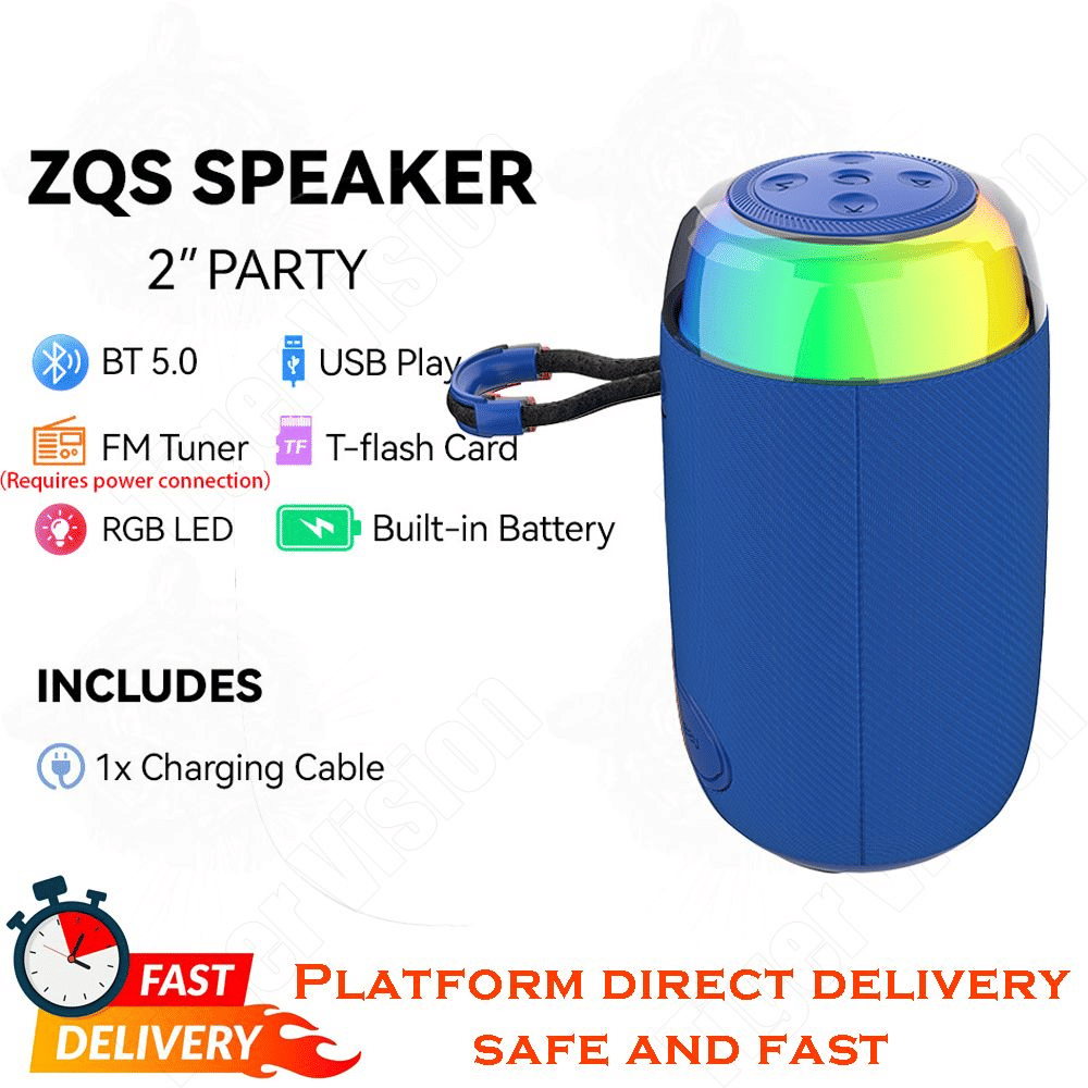 10W Portable Bluetooth Speaker HD Sound Trumpet Bass RGB Party Lights, IPX5