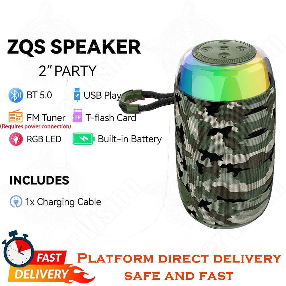 10W Portable Bluetooth Speaker HD Sound Trumpet Bass RGB Party Lights, IPX5