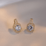 Elegant Gold Zircon 3-Piece Jewelry Set: Earrings, Ring, Necklace, Women's Pendant