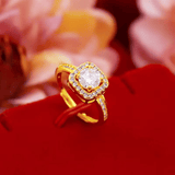 Elegant Gold Zircon 3-Piece Jewelry Set: Earrings, Ring, Necklace, Women's Pendant