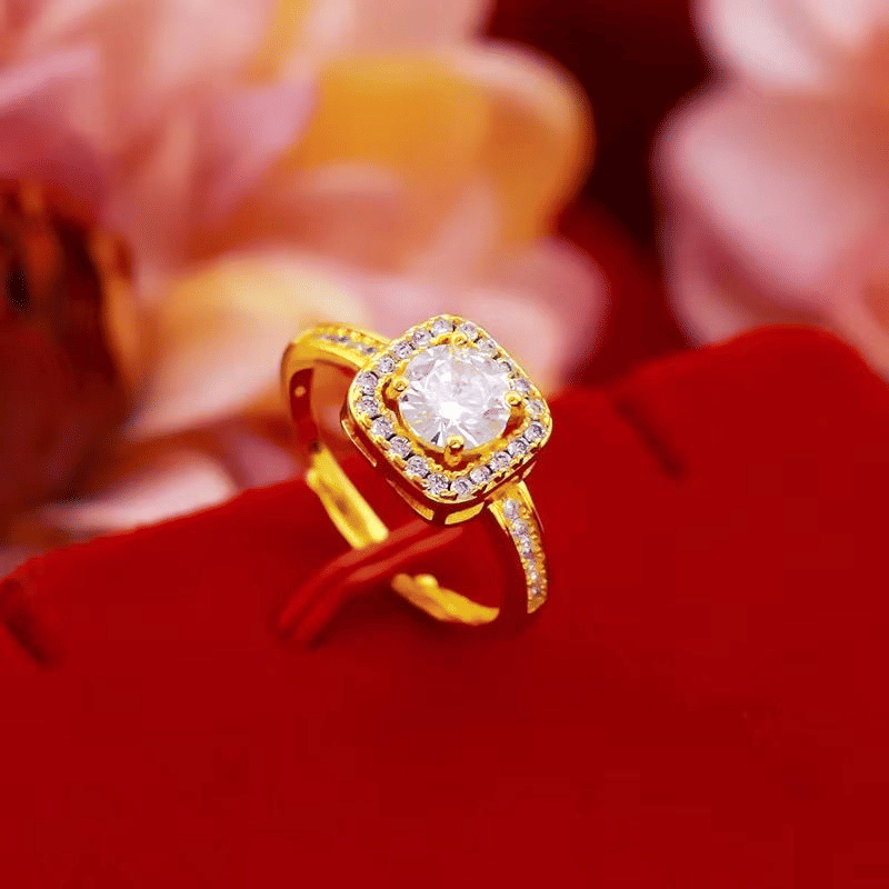 Elegant Gold Zircon 3-Piece Jewelry Set: Earrings, Ring, Necklace, Women's Pendant