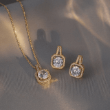 Elegant Zircon Three-Piece Jewelry Set: Earrings, Ring, Necklace for Women