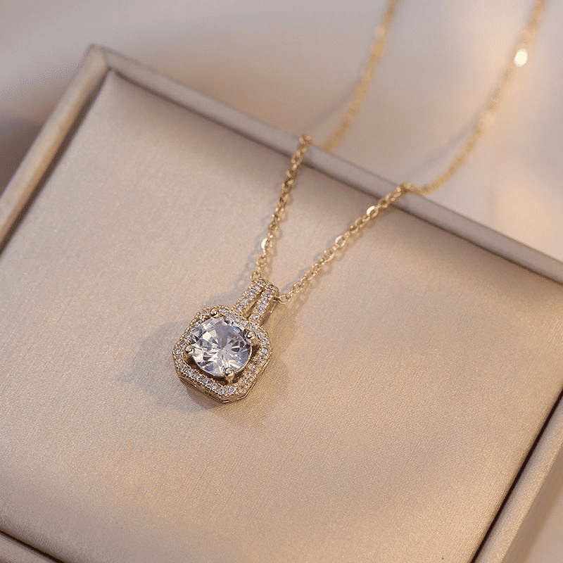 Elegant Gold Zircon 3-Piece Jewelry Set: Earrings, Ring, Necklace, Women's Pendant