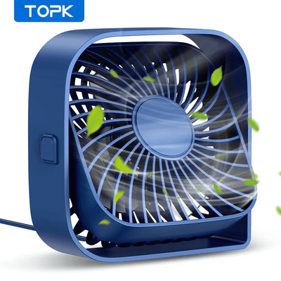 TOPK Mini Portable USB Desk Fan 3-Speed Quiet Cooling