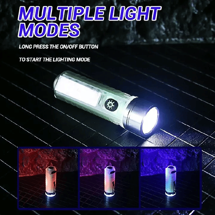 Multicolor LED Flashlight Rechargeable Camping Lantern with Magnetic Base