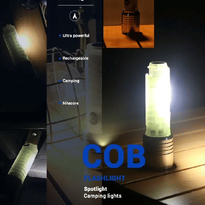 Multicolor LED Flashlight Rechargeable Camping Lantern with Magnetic Base