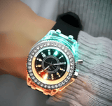 Luminous Rhinestone LED Quartz Fashion Watch for Men and Women