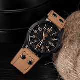 Men's Quartz Sports Watch with Leather Strap and Date Calendar