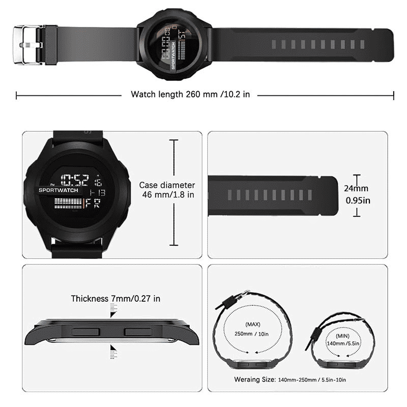 Men's Waterproof Digital Sport Watch with LED Luminous Display