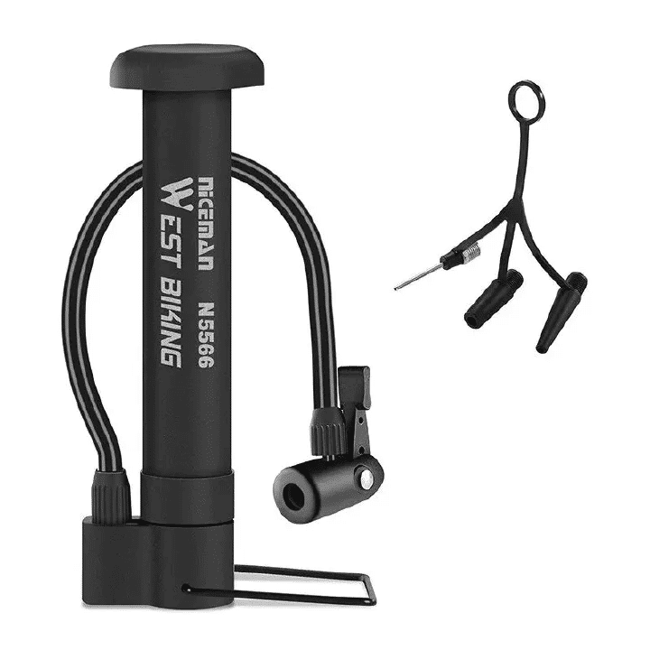 West Biking MTB Bicycle Pump 80 PSI Manual Air Inflator Black