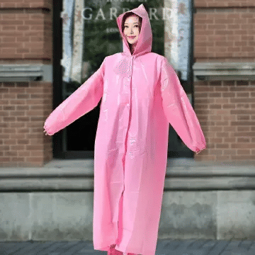 Non-Disposable Thickened Frosted Waterproof Hiking Raincoat for Men Women Children Black