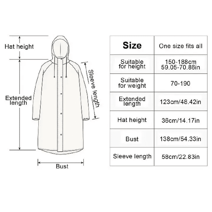 Non-Disposable Thickened Frosted Waterproof Hiking Raincoat for Men Women Children Black