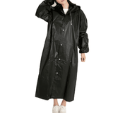 Non-Disposable Thickened Frosted Waterproof Hiking Raincoat for Men Women Children Black