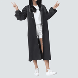 Non-Disposable Thickened Frosted Waterproof Hiking Raincoat for Men Women Children Black