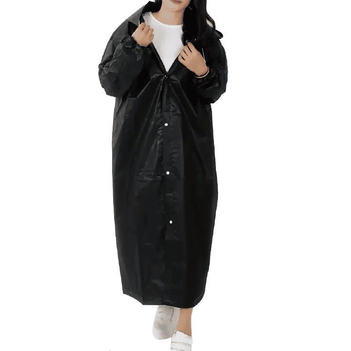 Non-Disposable Thickened Frosted Waterproof Hiking Raincoat for Men Women Children Black