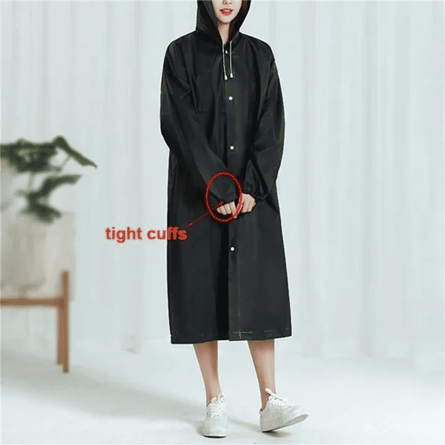 Non-Disposable Thickened Frosted Waterproof Hiking Raincoat for Men Women Children Black