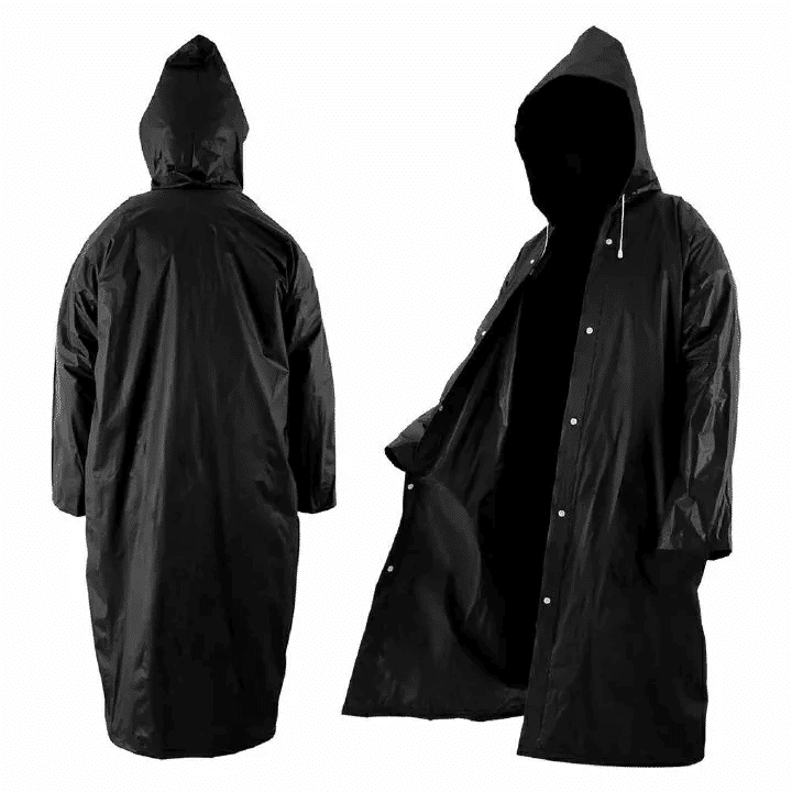 Non-Disposable Thickened Frosted Waterproof Hiking Raincoat for Men Women Children Black