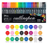 Double-Line Outline Pen 8-Piece Metal Color Marker Set for DIY Handbook Multi