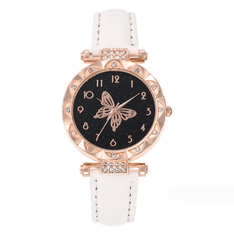 Elegant UPHUI 6-Piece Butterfly Quartz Watch & Matching Jewelry Set for Women