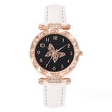 Elegant UPHUI 6-Piece Butterfly Quartz Watch & Matching Jewelry Set for Women