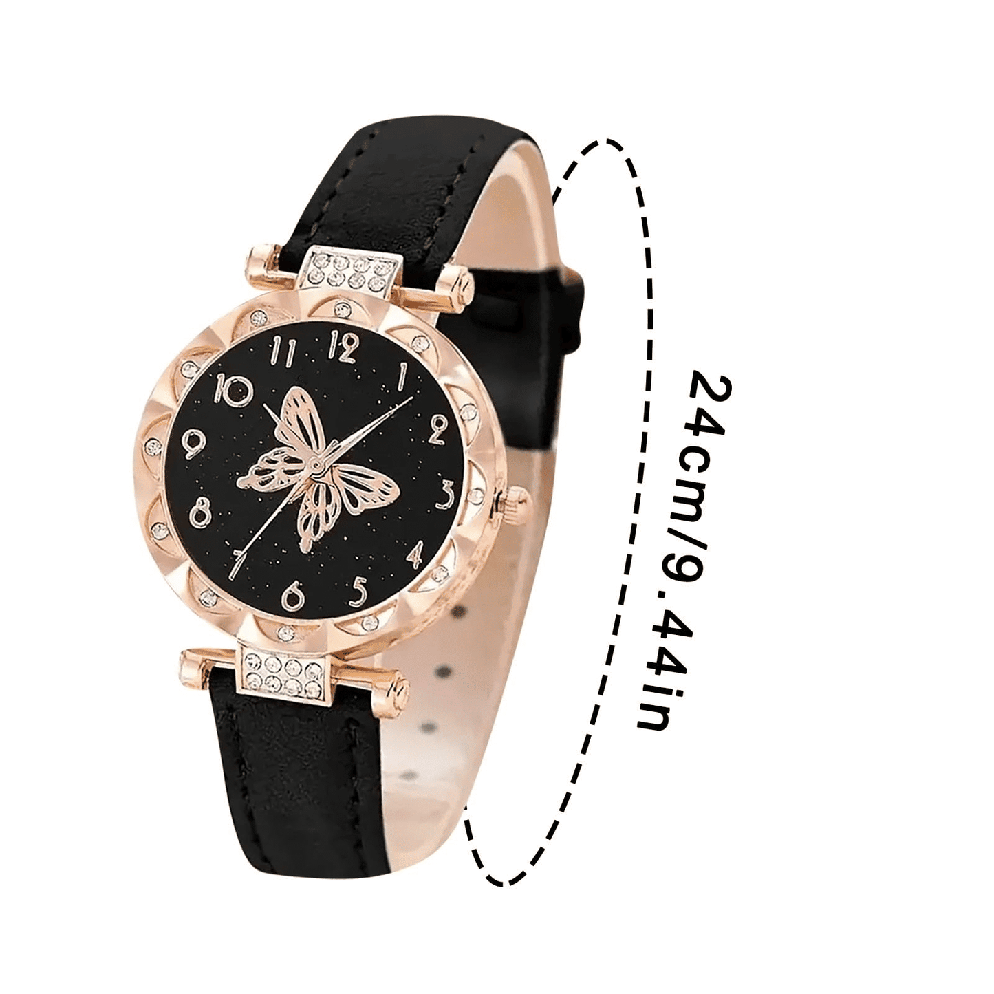 Elegant UPHUI 6-Piece Butterfly Quartz Watch & Matching Jewelry Set for Women