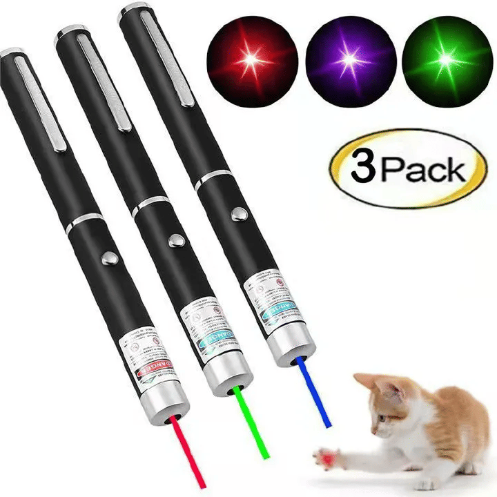 3 Pieces Laser Pointer Set 5MW 650nm Red Green Purple for Presentations