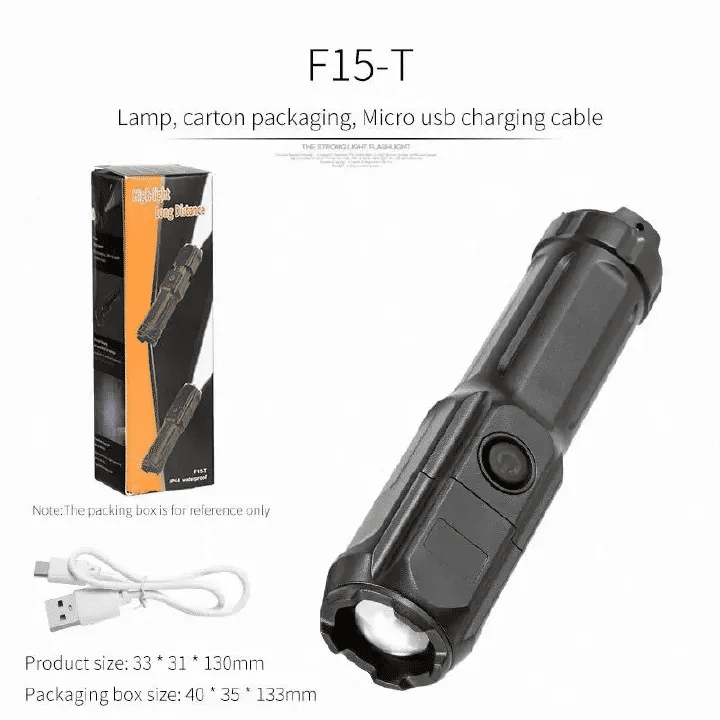4 Mode LED Flashlight Telescopic Zoom Tactical Torch USB Rechargeable 800LM Camping Spotlight