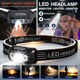 Powerful Rechargeable Headlamp 1-Piece Waterproof LED Flashlight for Fishing Black