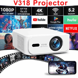V318 Smart Projector 400 ANSI 1080P 4K Support Android 11 WiFi 6 Bluetooth Auto Focus