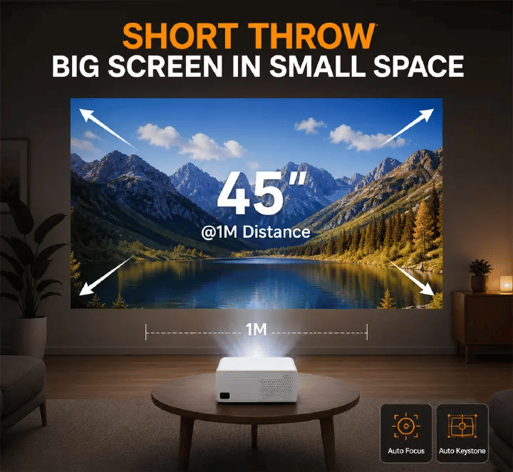 V318 Smart Projector 400 ANSI 1080P 4K Support Android 11 WiFi 6 Bluetooth Auto Focus